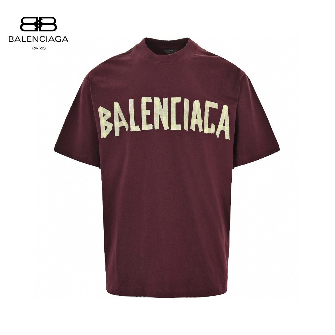 Balenciaga Burgundy Logo T-Shirt